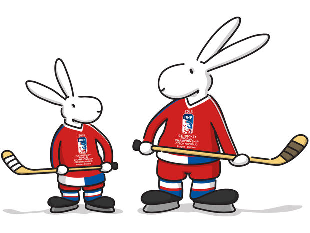 Maskoti hokejového šampionátu v Česku Bob a Bobek (iihf.com)